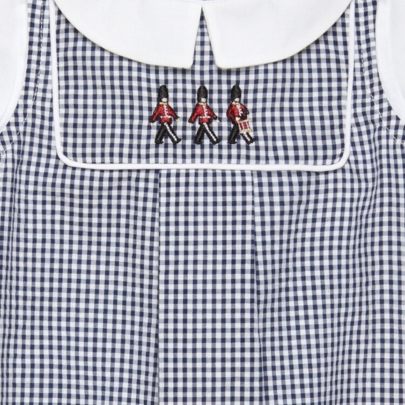 Trotters London Blue Gingham Jasper Guardsman Romper 1-3M NWT - Picture 3 of 7